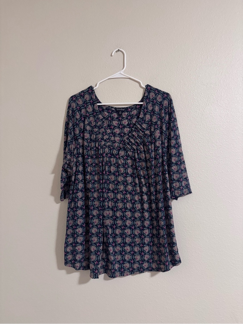 Lucky Brand Navy tunic with Pink Floral Print